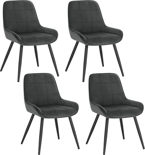 Rootz Set of 4 Dining Chairs - Velvet Accent Chairs - Upholstered Chairs - Ergonomic Design, Durable & Floor Protection - 81.5cm x 38cm x 43cm