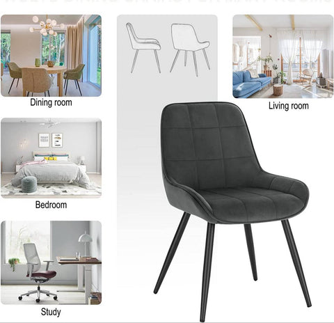 Rootz Set of 4 Dining Chairs - Velvet Accent Chairs - Upholstered Chairs - Ergonomic Design, Durable & Floor Protection - 81.5cm x 38cm x 43cm