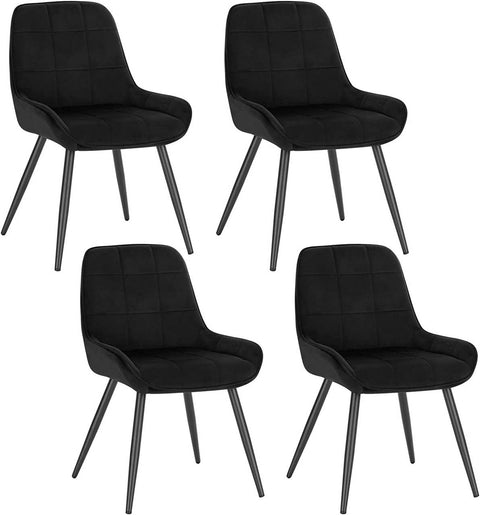Rootz Set of 4 Dining Chairs - Velvet Accent Chairs - Upholstered Chairs - Ergonomic Design, Durable Structure, Floor Protection - 81.5cm x 38cm x 43cm