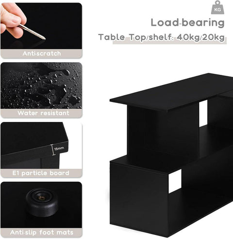 Rootz L-Shaped 2-in-1 Desk Shelf - Computer Table - Gaming Station - E1 Wood Material - 100cm x 77cm x 120cm