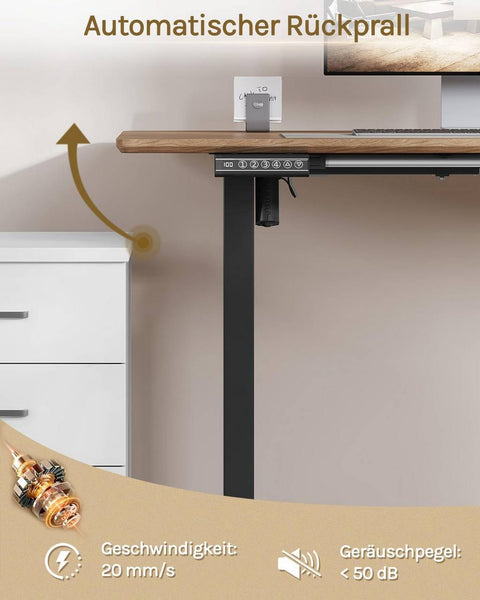 Rootz Adjustable Electric Desk Frame - Ergonomic Workstation - Motorized Table Base - USB Port - 72-120cm x 90-135cm x 55.5cm