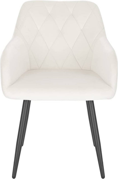 Rootz Set of 4 Dining Chairs - Kitchen Chairs - Velvet Chairs - Ergonomic Support - Luxurious Comfort - Sturdy and Stable - Cream White - Velvet + Metal - Seat: 44cm x 42.5cm, Seat Height: 46.5cm, Backrest: 39cm, Armrest: 62cm