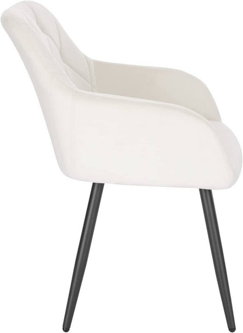 Rootz Set of 4 Dining Chairs - Kitchen Chairs - Velvet Chairs - Ergonomic Support - Luxurious Comfort - Sturdy and Stable - Cream White - Velvet + Metal - Seat: 44cm x 42.5cm, Seat Height: 46.5cm, Backrest: 39cm, Armrest: 62cm