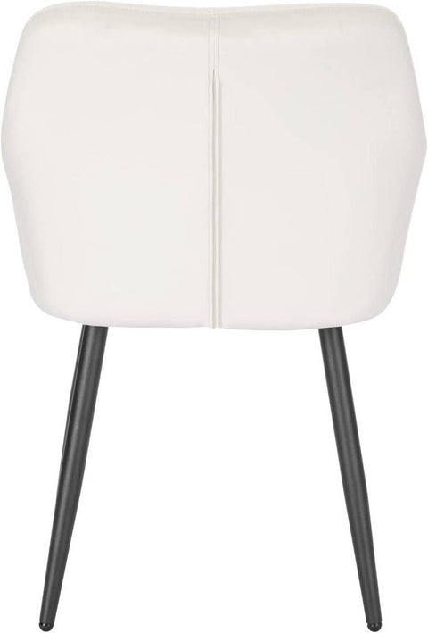 Rootz Set of 4 Dining Chairs - Kitchen Chairs - Velvet Chairs - Ergonomic Support - Luxurious Comfort - Sturdy and Stable - Cream White - Velvet + Metal - Seat: 44cm x 42.5cm, Seat Height: 46.5cm, Backrest: 39cm, Armrest: 62cm