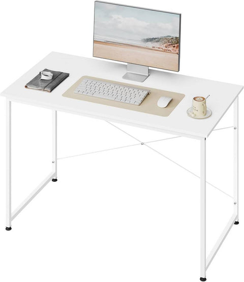 Rootz Desk with Metal Frame - Office Desk - Work Table - Spacious Desktop - 140x75x60cm - White
