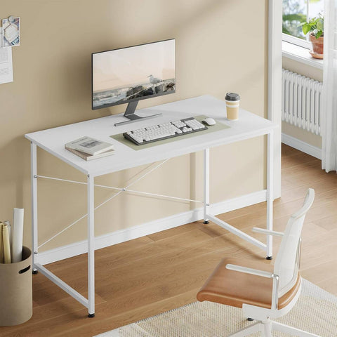 Rootz Desk with Metal Frame - Office Desk - Work Table - Spacious Desktop - 140x75x60cm - White