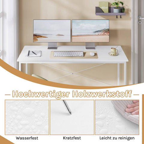 Rootz Desk with Metal Frame - Office Desk - Work Table - Spacious Desktop - 140x75x60cm - White