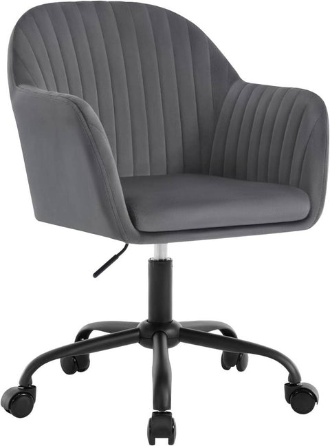 Rootz Ergonomic Office Chair - Desk Chair - Velvet Seat - Optimal Support - 58cm x (79.5-87cm) x 58.5cm - Grey