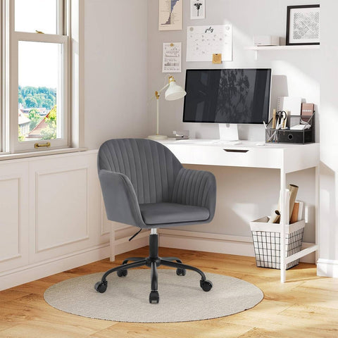 Rootz Ergonomic Office Chair - Desk Chair - Velvet Seat - Optimal Support - 58cm x (79.5-87cm) x 58.5cm - Grey