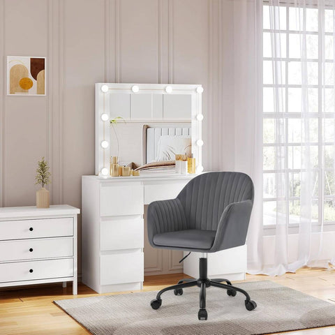 Rootz Ergonomic Office Chair - Desk Chair - Velvet Seat - Optimal Support - 58cm x (79.5-87cm) x 58.5cm - Grey