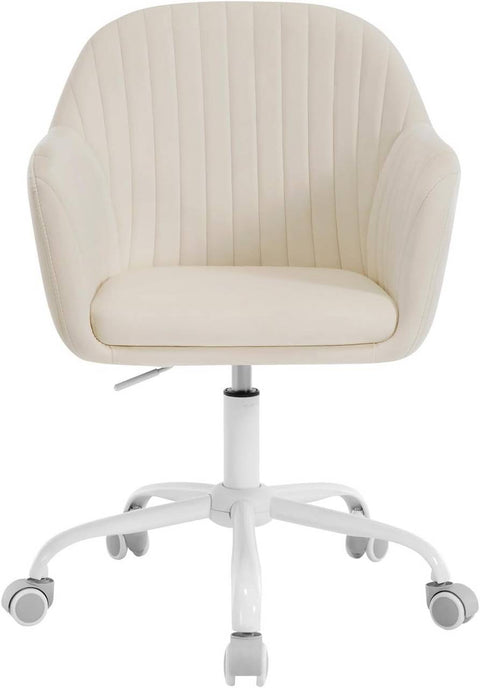 Rootz Ergonomic Office Chair - Computer Chair - Swivel Chair - Velvet Comfort, Metal Frame, White, 58cm x 58.5cm x (79.5-87)cm