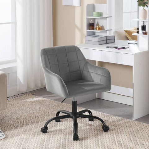 Rootz Ergonomic Office Chair - Velvet Desk Chair - Swivel Chair - High-Density Foam - Adjustable Height - 58cm x (77-85cm) x 60.5cm