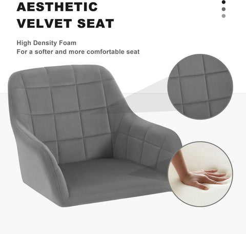 Rootz Ergonomic Office Chair - Velvet Desk Chair - Swivel Chair - High-Density Foam - Adjustable Height - 58cm x (77-85cm) x 60.5cm