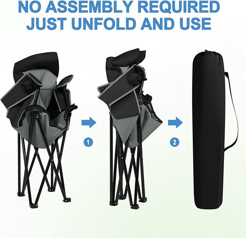 Rootz Ultralight Folding Chair - Portable Chair - Travel Chair - Durable 600D Oxford Fabric - Easy Transport - Enhanced Comfort - Cup Holder - 84cm x 110cm x 62cm