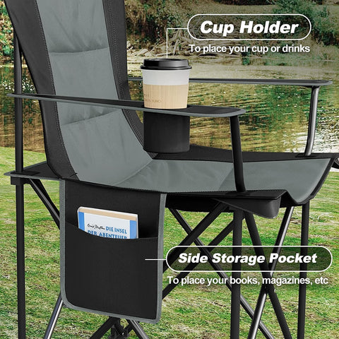 Rootz Ultralight Folding Chair - Portable Chair - Travel Chair - Durable 600D Oxford Fabric - Easy Transport - Enhanced Comfort - Cup Holder - 84cm x 110cm x 62cm