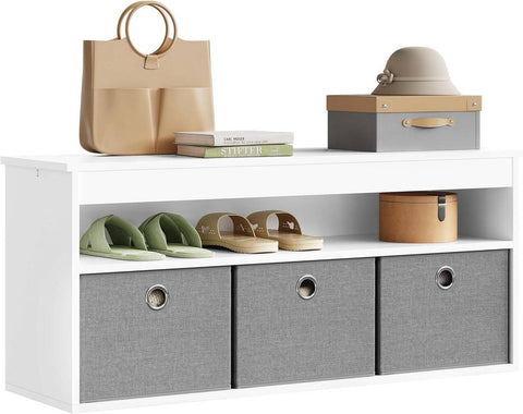 Rootz Shoe Storage Bench - Entryway Bench - Hallway Organizer - Fabric Drawers - Chipboard & MDF - 102cm x 45cm x 30cm