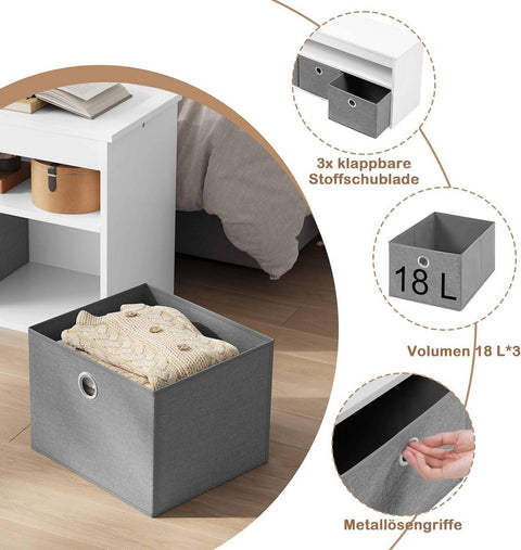 Rootz Shoe Storage Bench - Entryway Bench - Hallway Organizer - Fabric Drawers - Chipboard & MDF - 102cm x 45cm x 30cm