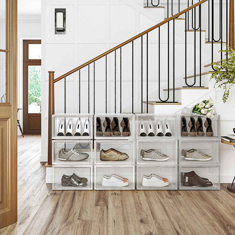 Rootz Shoe Box Set - Storage Containers - Plastic Containers - Clear Boxes - Organization Solution - 33cm x 23cm x 13cm