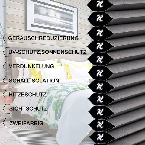 Rootz dubbel geplooide honingraatgordijnen - Privacygordijnen - Lichtblokkerende tinten - Energiezuinig - Kindveilig - Eenvoudige installatie - 60-110 cm x 120 cm