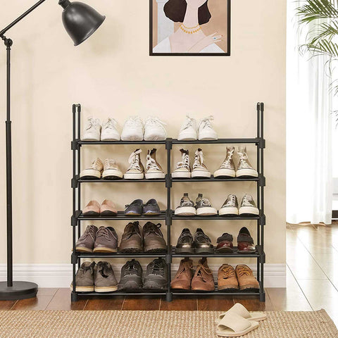 Rootz 10 Shelf Shoe Rack - Shoe Organizer - Shoe Storage - Space-Saving Design - Reinforced Iron Pipes - DIY Assembly - 45cm x 30cm x 174cm