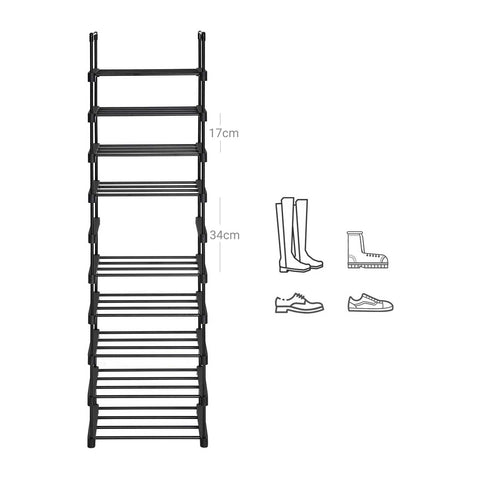 Rootz 10 Shelf Shoe Rack - Shoe Organizer - Shoe Storage - Space-Saving Design - Reinforced Iron Pipes - DIY Assembly - 45cm x 30cm x 174cm