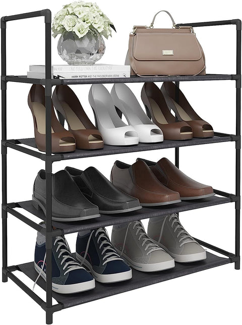 Rootz Shoe Rack - 12-Pair Shoe Organizer - Space-Saving Shoe Shelf - High-Quality Steel-Plastic - Large Capacity - 60cm x 28cm x 71cm