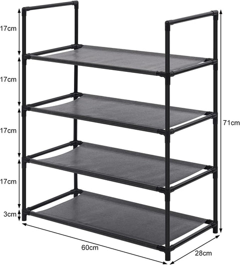 Rootz Shoe Rack - 12-Pair Shoe Organizer - Space-Saving Shoe Shelf - High-Quality Steel-Plastic - Large Capacity - 60cm x 28cm x 71cm