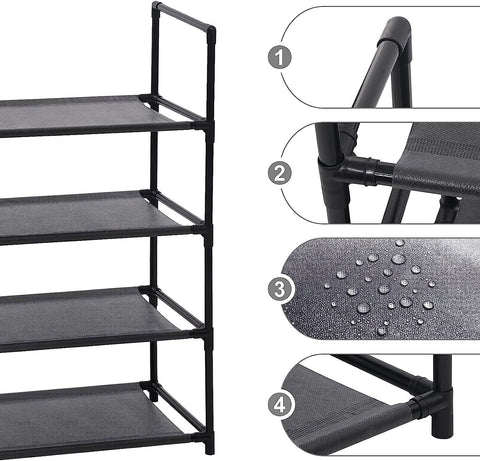 Rootz Shoe Rack - 12-Pair Shoe Organizer - Space-Saving Shoe Shelf - High-Quality Steel-Plastic - Large Capacity - 60cm x 28cm x 71cm