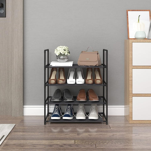 Rootz Shoe Rack - 12-Pair Shoe Organizer - Space-Saving Shoe Shelf - High-Quality Steel-Plastic - Large Capacity - 60cm x 28cm x 71cm