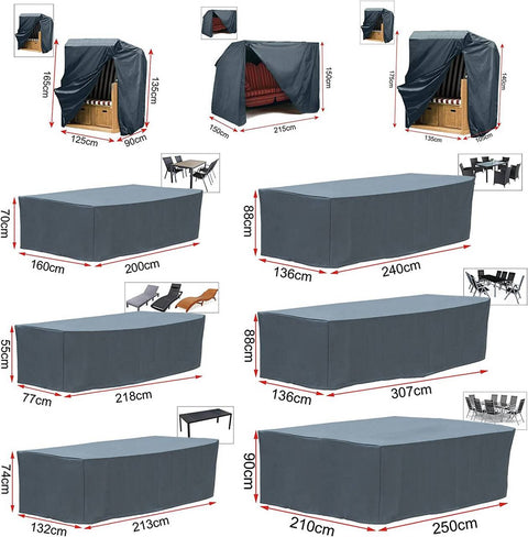 Rootz 600D Oxford Fabric Garden Furniture Cover - Outdoor Patio Table Cover - Weatherproof & UV Resistant - 218x77x55cm