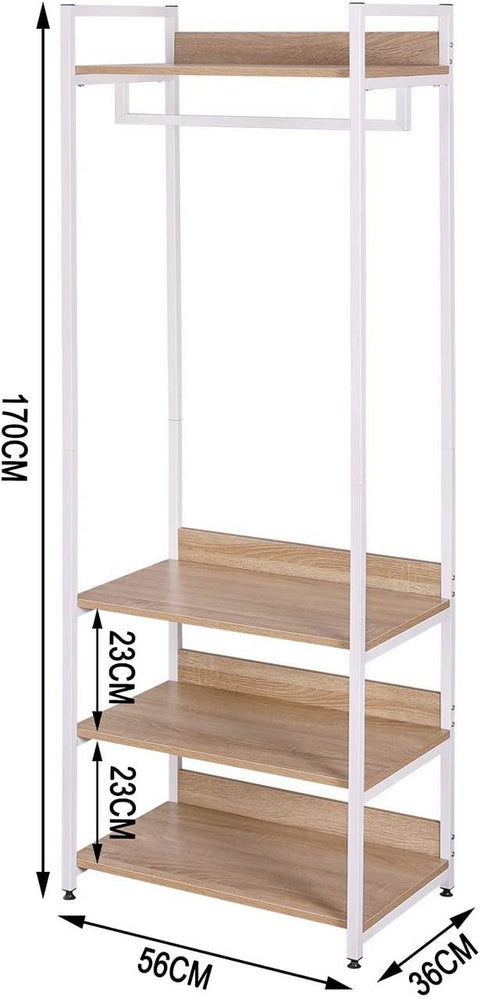 Rootz Multifunctioneel Kledingrek - Kledingorganisator - Opbergplank - Ruimtebesparend ontwerp - Duurzaam en milieuvriendelijk - Verstelbare functies - 60 cm x 40 cm x 170 cm
