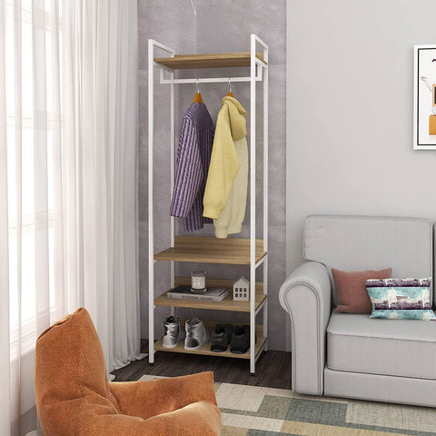 Rootz Multifunctioneel Kledingrek - Kledingorganisator - Opbergplank - Ruimtebesparend ontwerp - Duurzaam en milieuvriendelijk - Verstelbare functies - 60 cm x 40 cm x 170 cm