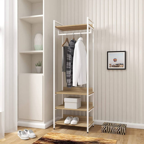 Rootz Multifunctioneel Kledingrek - Kledingorganisator - Opbergplank - Ruimtebesparend ontwerp - Duurzaam en milieuvriendelijk - Verstelbare functies - 60 cm x 40 cm x 170 cm