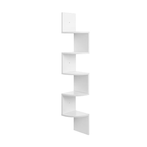 Rootz Floating Corner Shelf - White Bookcase - Wall Mounted Storage - Space-Saving Design - 20 x 127.5 x 20cm