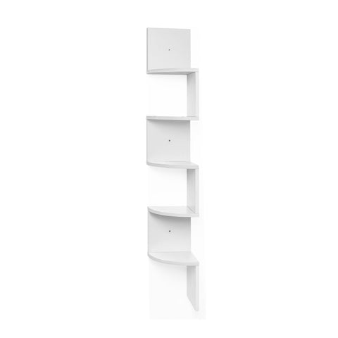Rootz Floating Corner Shelf - White Bookcase - Wall Mounted Storage - Space-Saving Design - 20 x 127.5 x 20cm