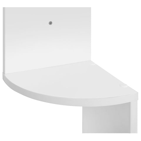 Rootz Floating Corner Shelf - White Bookcase - Wall Mounted Storage - Space-Saving Design - 20 x 127.5 x 20cm