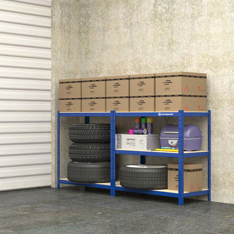 Rootz Heavy-Duty Steel Shelf - Garage Shelf - Metal Storage Rack - High Load-Bearing Capacity - 150cm x 75cm x 30cm