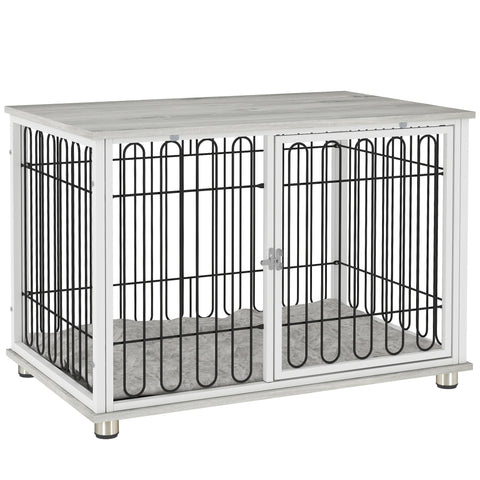 Rootz Dog Cage with Table - Pet Crate - Adjustable Feet - Washable Pillow - 90cm x 58cm x 62.5cm