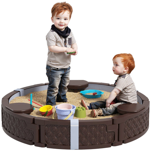 Rootz Sandpit Round Sandbox - Children's Play Sandbox - Kids Outdoor Sandpit - Weatherproof - Ø120 x 22h cm