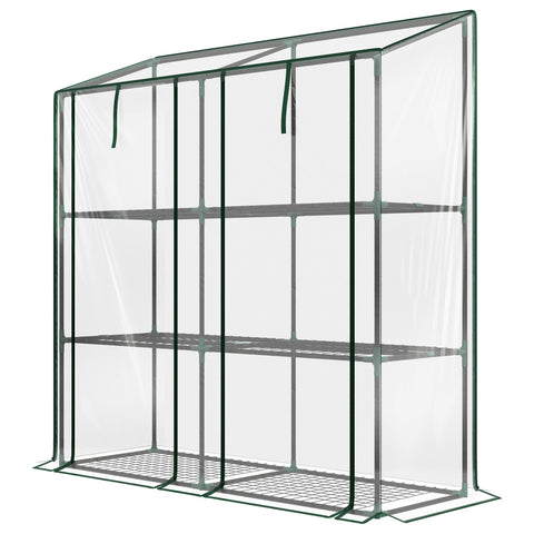 Rootz 3-Tier Mini Greenhouse - Compact Plant Stand - Garden Shelter - Protects Crops - 143L x 46W x 141/151H cm