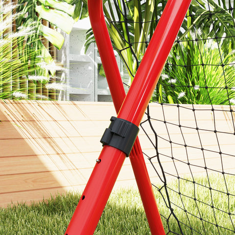 Rootz Football Rebounder Net - Foldable Rebound Wall - Adjustable Trainer - Boosts Ball Control - 78cm x 84cm x 65-78cm - Black-Red