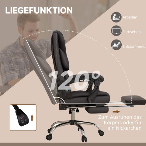 Rootz Massage Office Chair - Vibration Points - 8 Massage Modes - Faux Leather - 63cm x 57cm x 118-126cm
