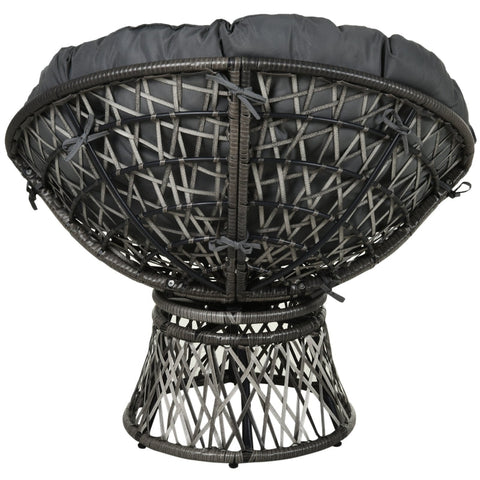Rootz Papasan Chair - Wicker Chair - Rattan Chair - 360-Degree Rotation - Removable Cushion - Galvanized Steel Frame - W87 x D97 x H86 cm