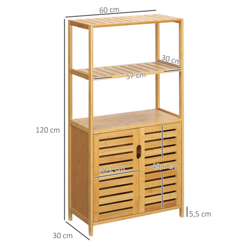 Rootz Bamboo Bathroom Cabinet - Bathroom Chest of Drawers - Bathroom Shelf - Reduces Disorder - 60cm x 30cm x 120cm - Brown