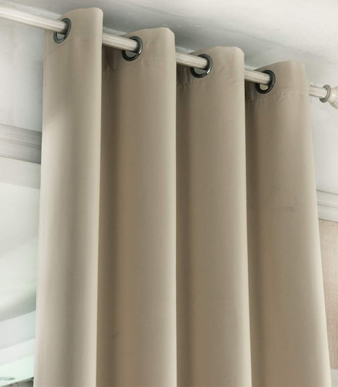 Rootz Opaque Curtain - Blackout Curtain - Energy-Saving Drapes - Enhances Privacy - 135x225 cm - Brown Color - Metal Eyelets