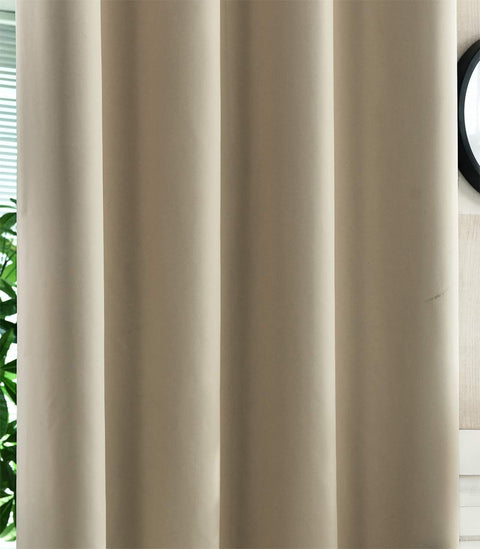 Rootz Opaque Curtain - Blackout Curtain - Energy-Saving Drapes - Enhances Privacy - 135x225 cm - Brown Color - Metal Eyelets