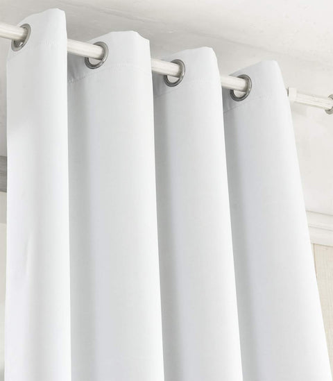 Rootz Curtains - Drapes - Window Treatments - Energy-Saving - 135x225cm - White Polyester with Eyelets - Noise-Damping Function