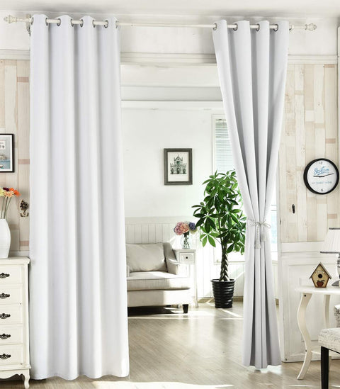 Rootz Curtains - Drapes - Window Treatments - Energy-Saving - 135x225cm - White Polyester with Eyelets - Noise-Damping Function