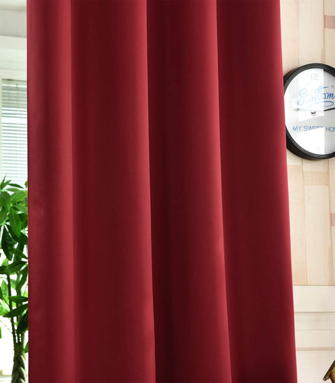 Rootz 1 Piece Red Curtain - Opaque Drapery - Energy-Saving Window Treatment - 100% Polyester - 135cm x 245cm