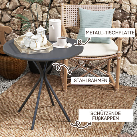 Rootz Garden Table - Outdoor Dining Table - Balcony Table - Weatherproof Steel - 60cm x 70cm - Black